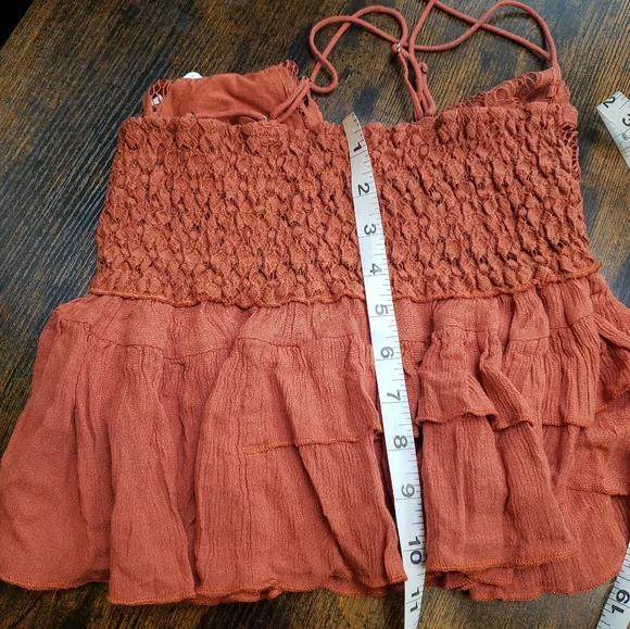 NWT/ Free People/ Adele peplum lace deep v top/ pumpkin - Picture 7 of 10